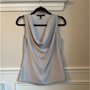 White House Black Market Silver Low-Neck Top